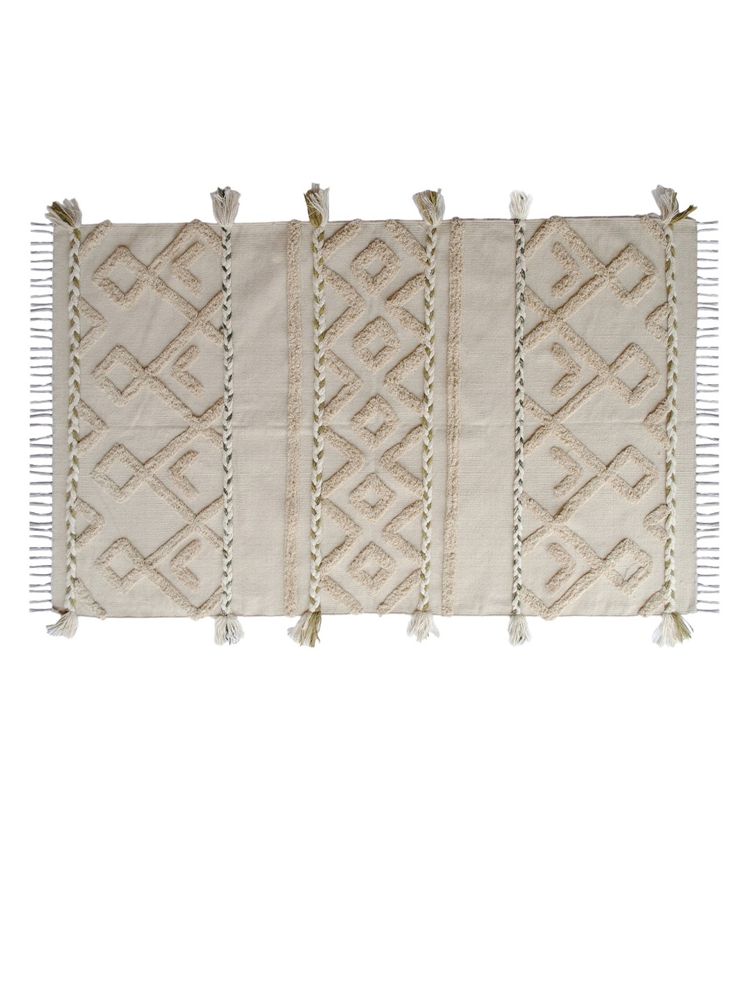 

Art Avenue Beige Geometric Embroidered Cotton Rectangular Carpet