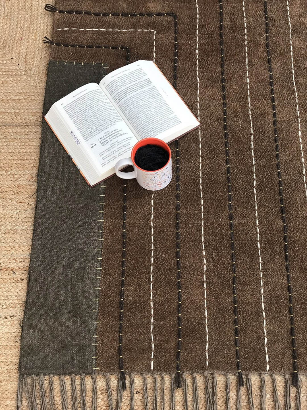 

Art Avenue Brown & Blue Embroidered Cotton Rectangular Carpet