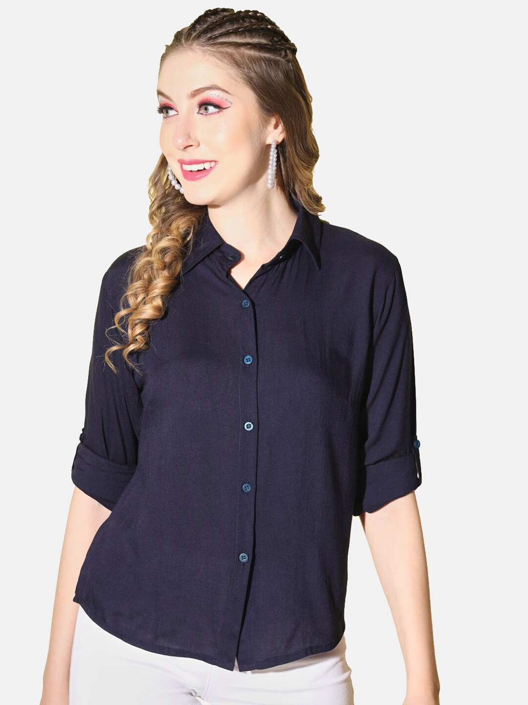 

BUY NEW TREND Women Standard Casual Shirt, Navy blue