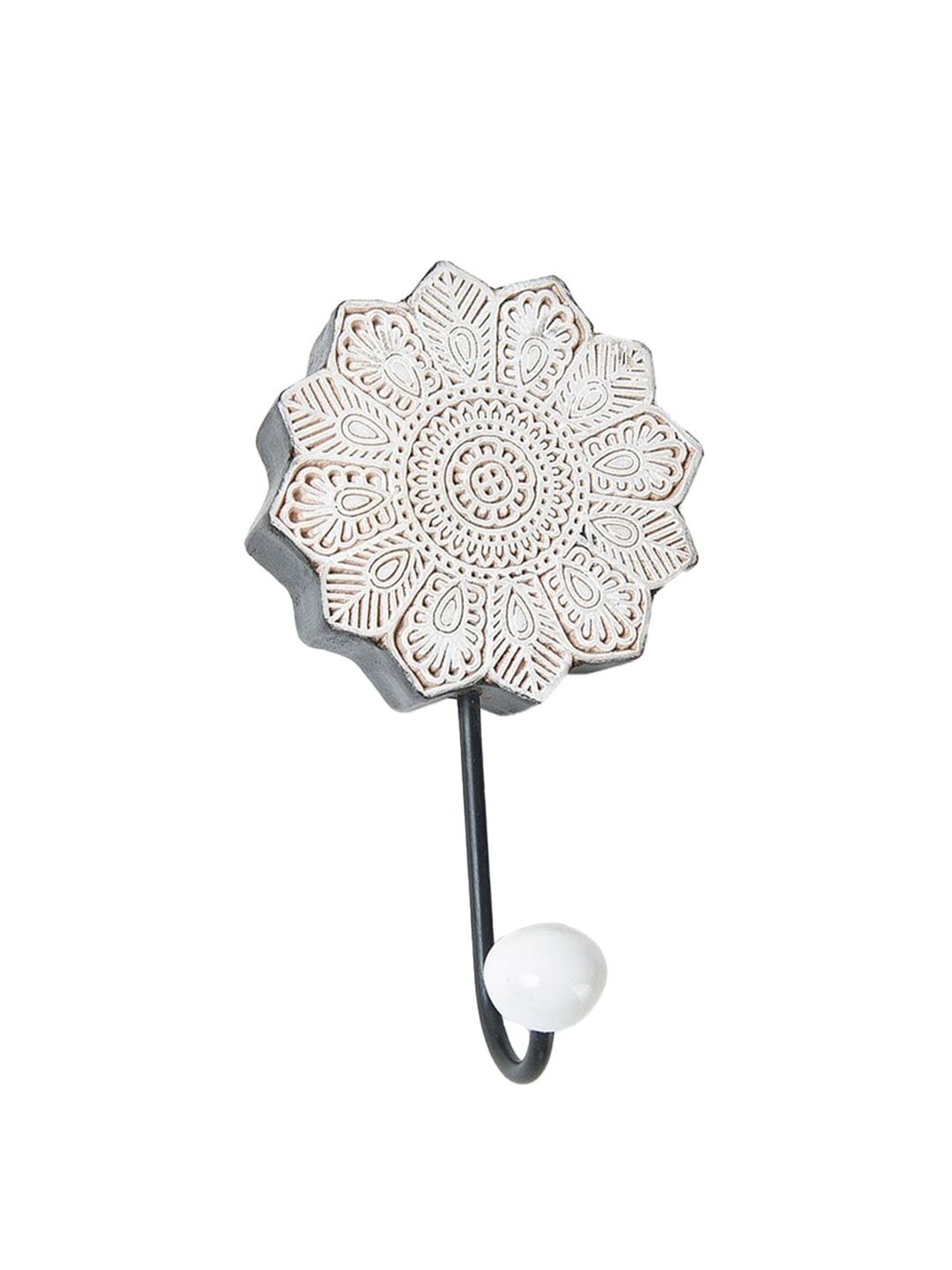 

Fabindia Afra White Floral Engraved Single Hook