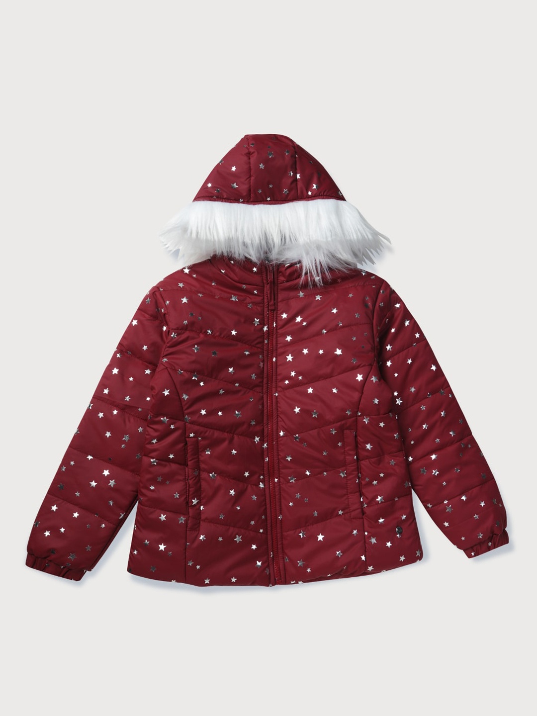 

Gini and Jony Girls Puffer Winter Jacket with Fur Detail, Red