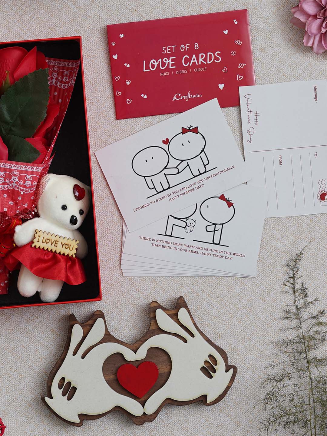 

eCraftIndia White & Red 3 Pcs Valentine Gift Set