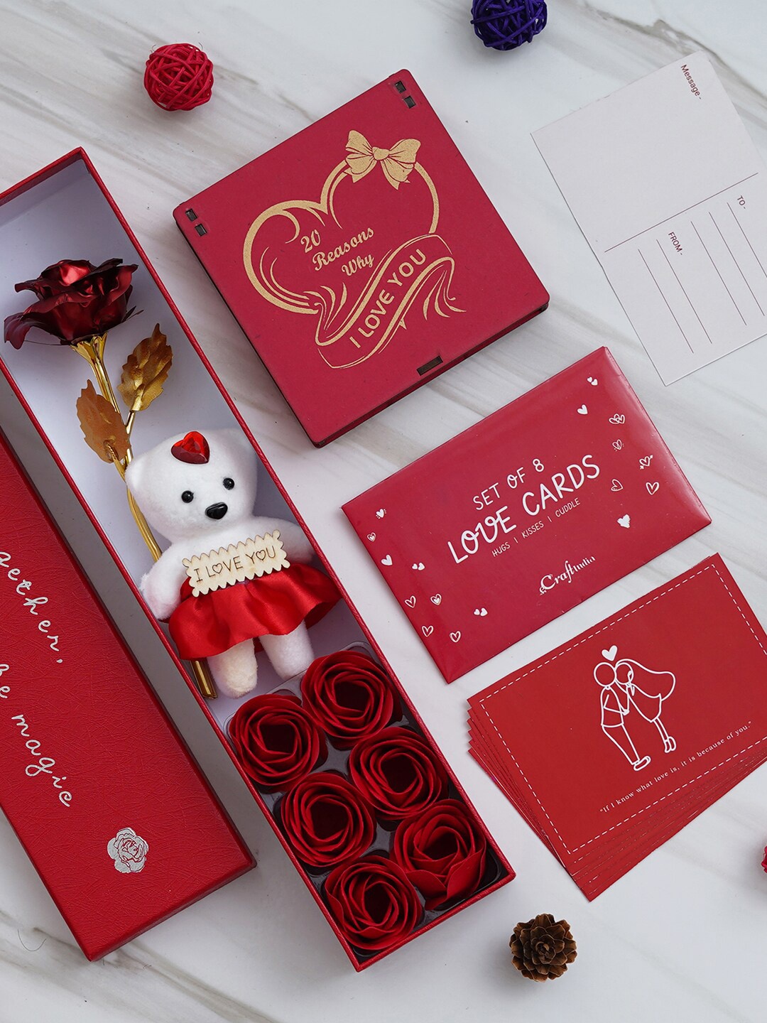 

eCraftIndia Red & White 3 Pcs Valentine Gift Set