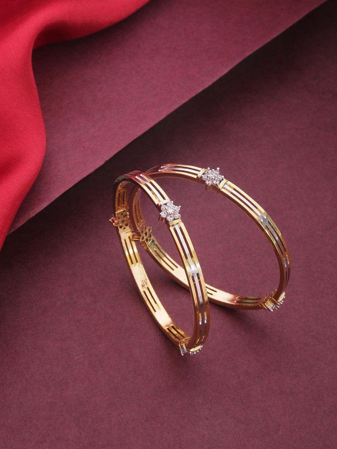 

Runjhun Set Of 2 Gold-Plated AD Studded Bangles