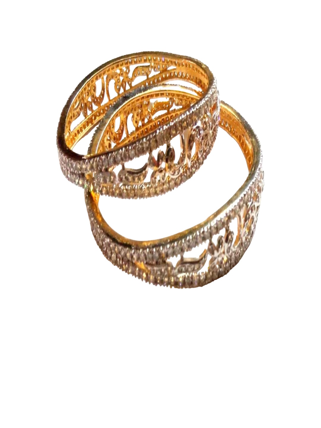 

Runjhun Set Of 2 Gold Plated CZ & AD-Studded Bangles