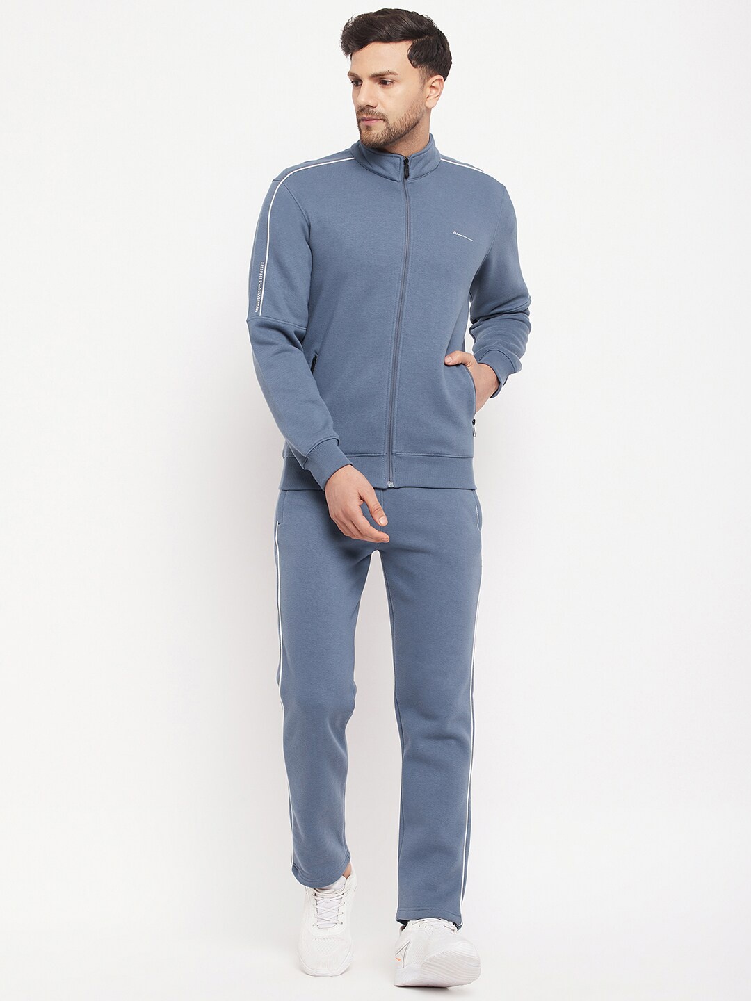 

Okane Men Piping Detailed Fleece Tracksuit, Blue