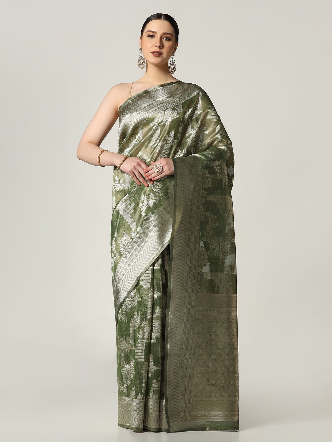 

BOMBAY SELECTIONS Woven Design Banarasi Saree, Green