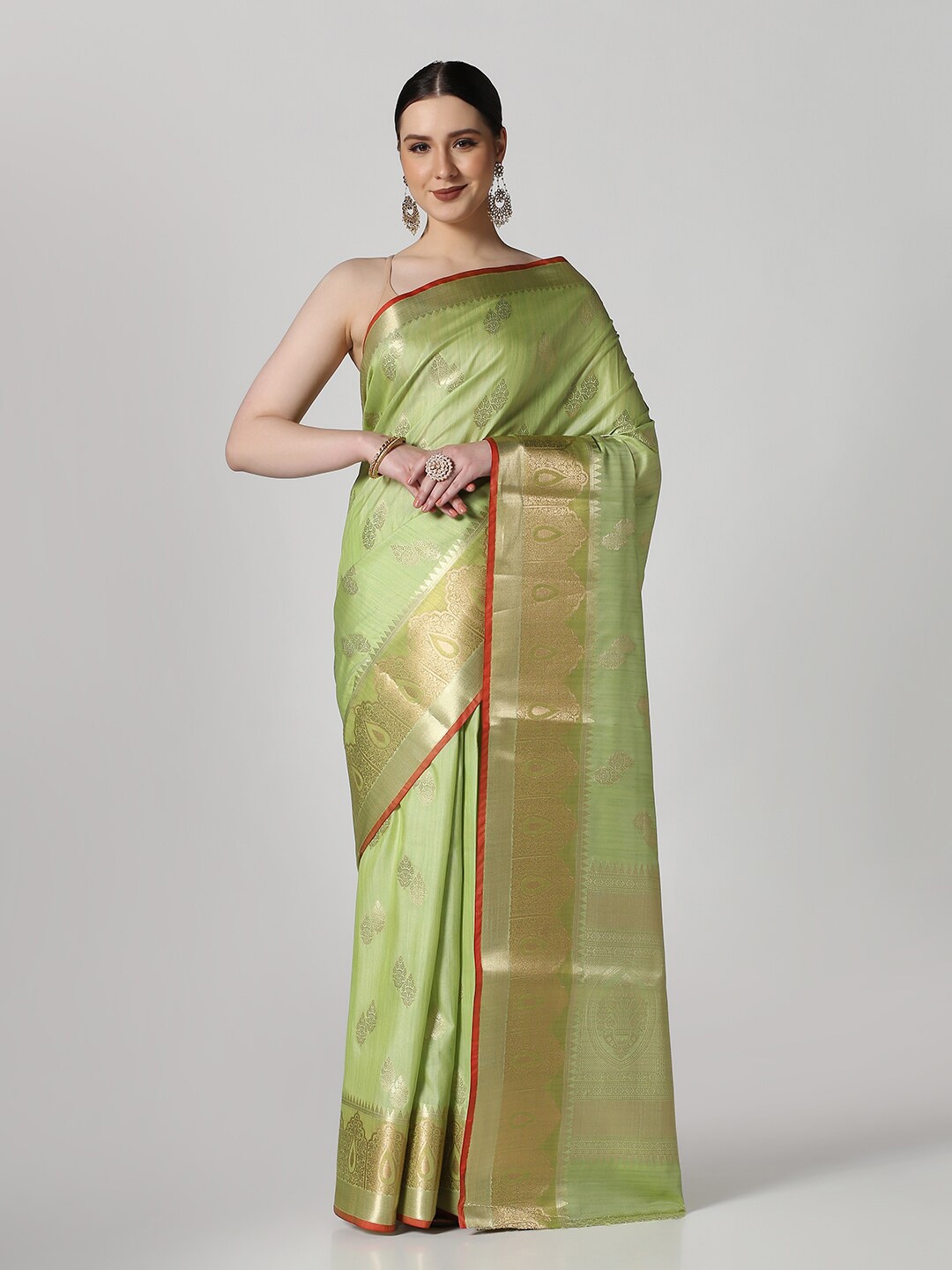 

BOMBAY SELECTIONS Woven Design Banarasi Saree, Green