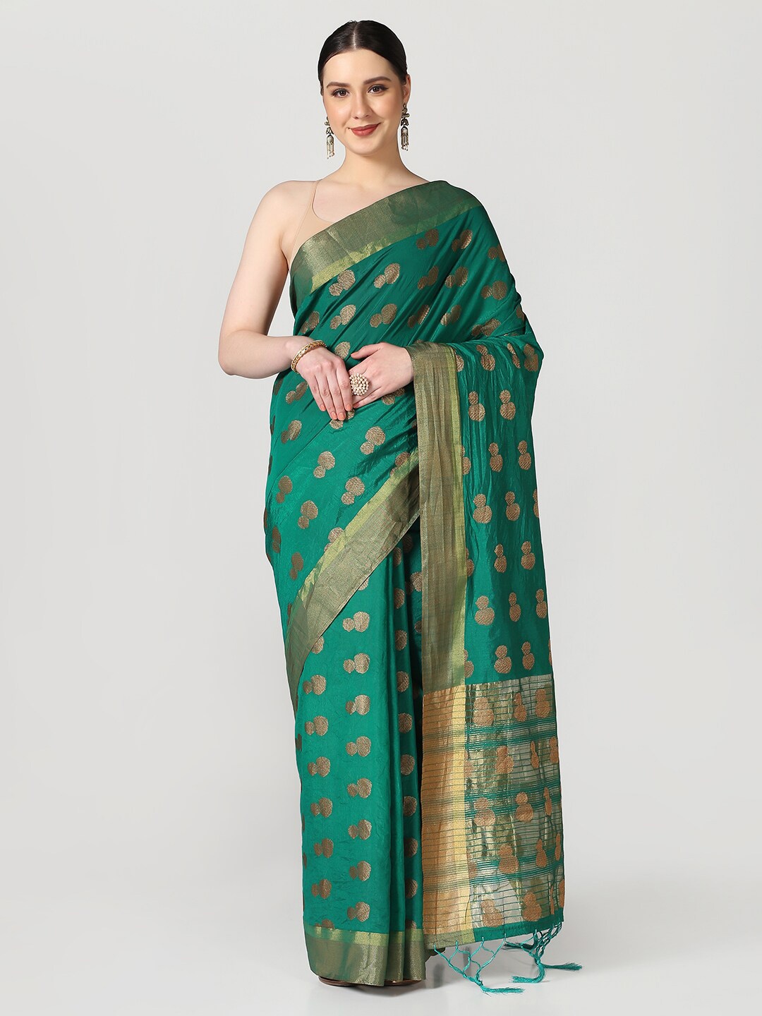 

BOMBAY SELECTIONS Woven Design Banarasi Saree, Green