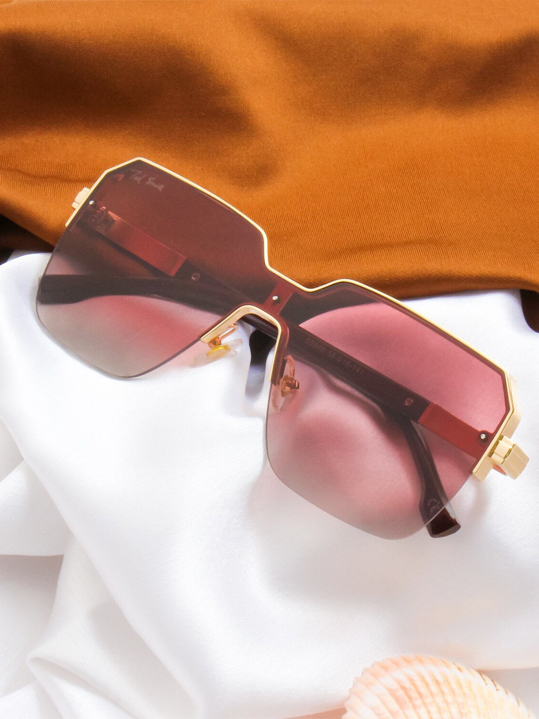 

Ted Smith Square Sunglasses with Polarised and UV Protected Lens, Pink
