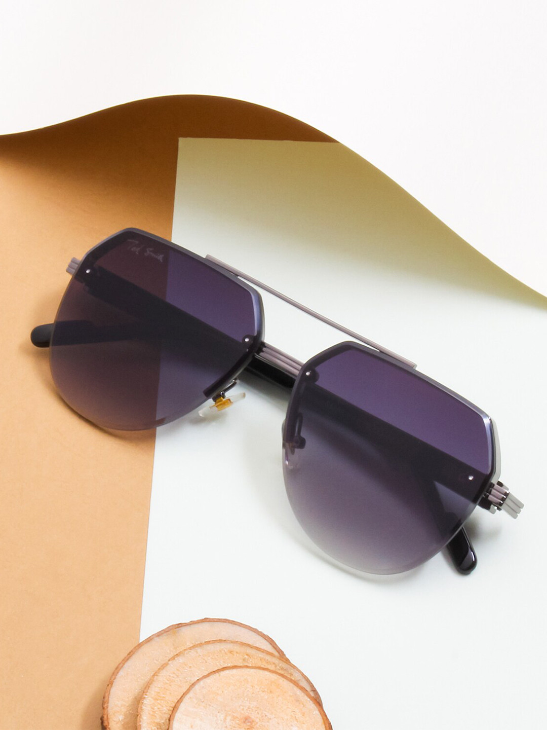 

Ted Smith Aviator Sunglasses with Polarised and UV Protected Lens GENRAL2_C4, Grey