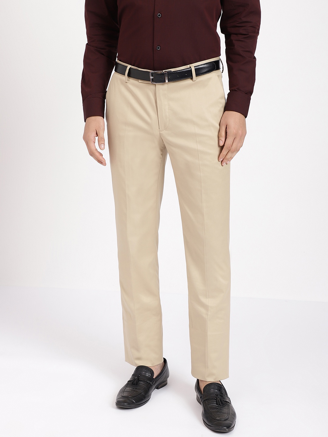 Arrow Men Autoflex Twill Formal Trousers, Beige