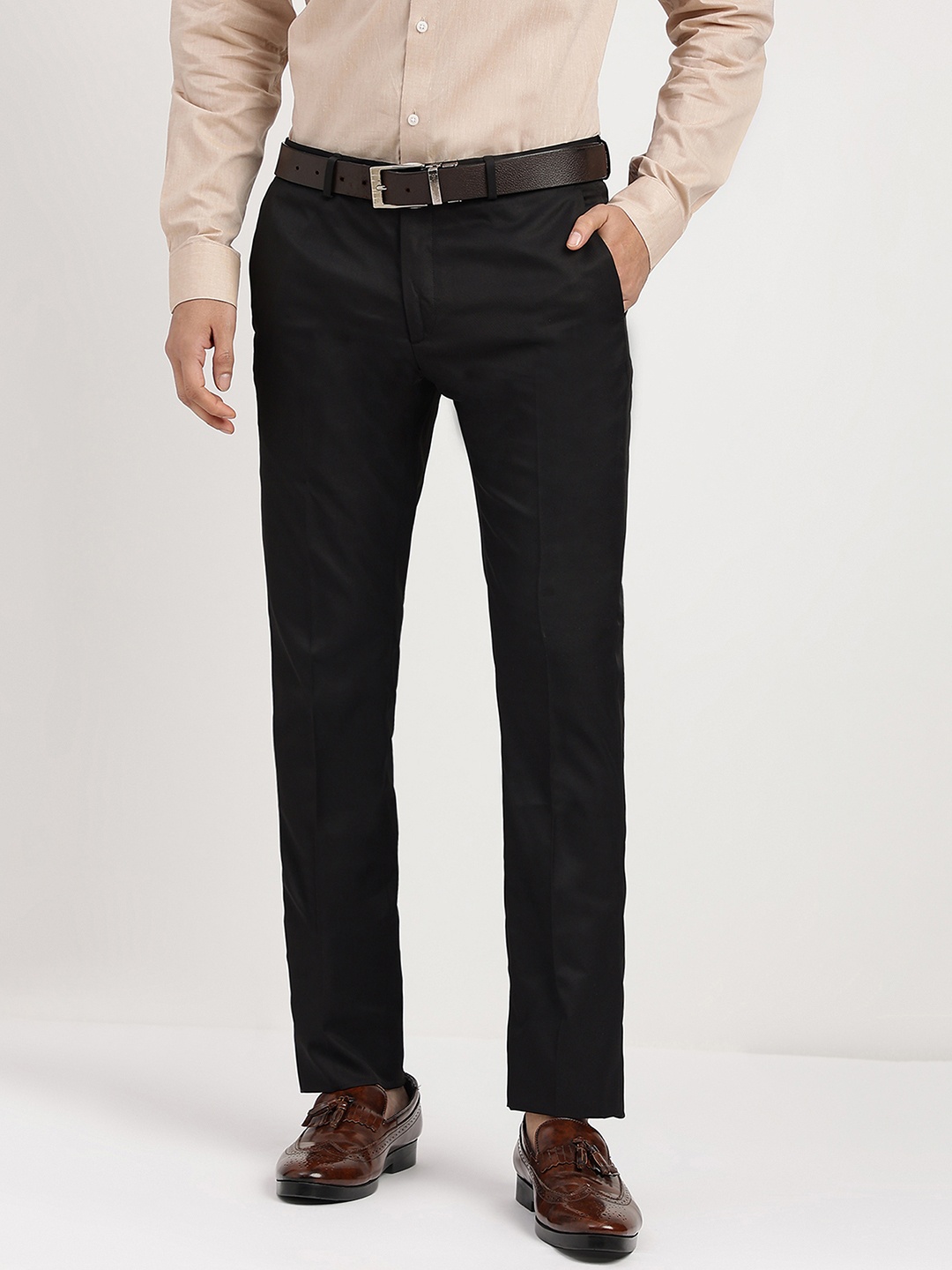 

Arrow Men Autoflex Twill Tailored Fit Formal Trousers, Black