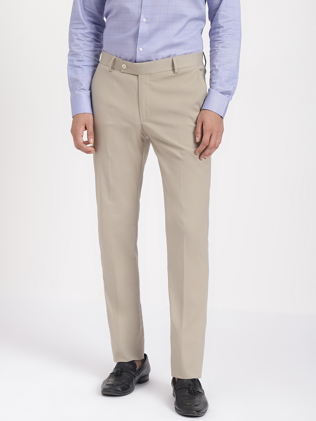 

Arrow Men Autoflex Tailored Fit Formal Trousers, Beige