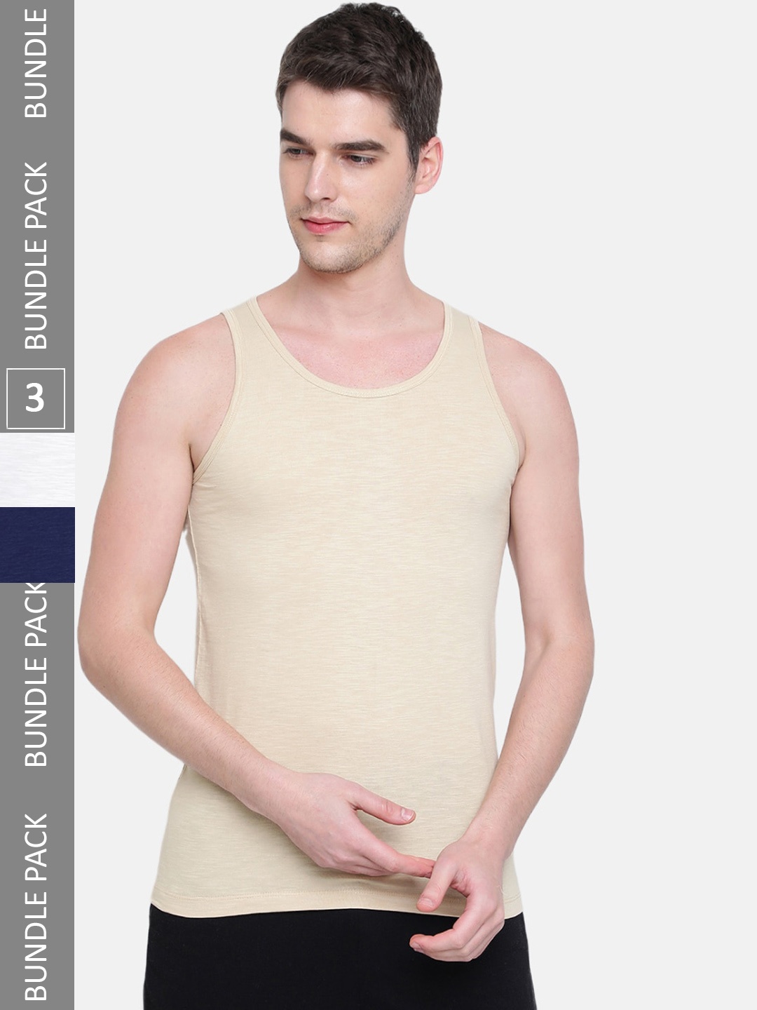 

Almo Wear Men Pack Of 3 Cotton Basic Innerwear Vest, White