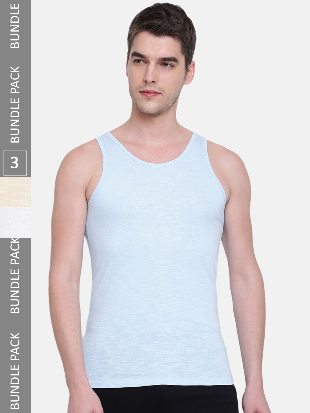 

Almo Wear Men Pack Of 3 Cotton Basic Innerwear Vest, White