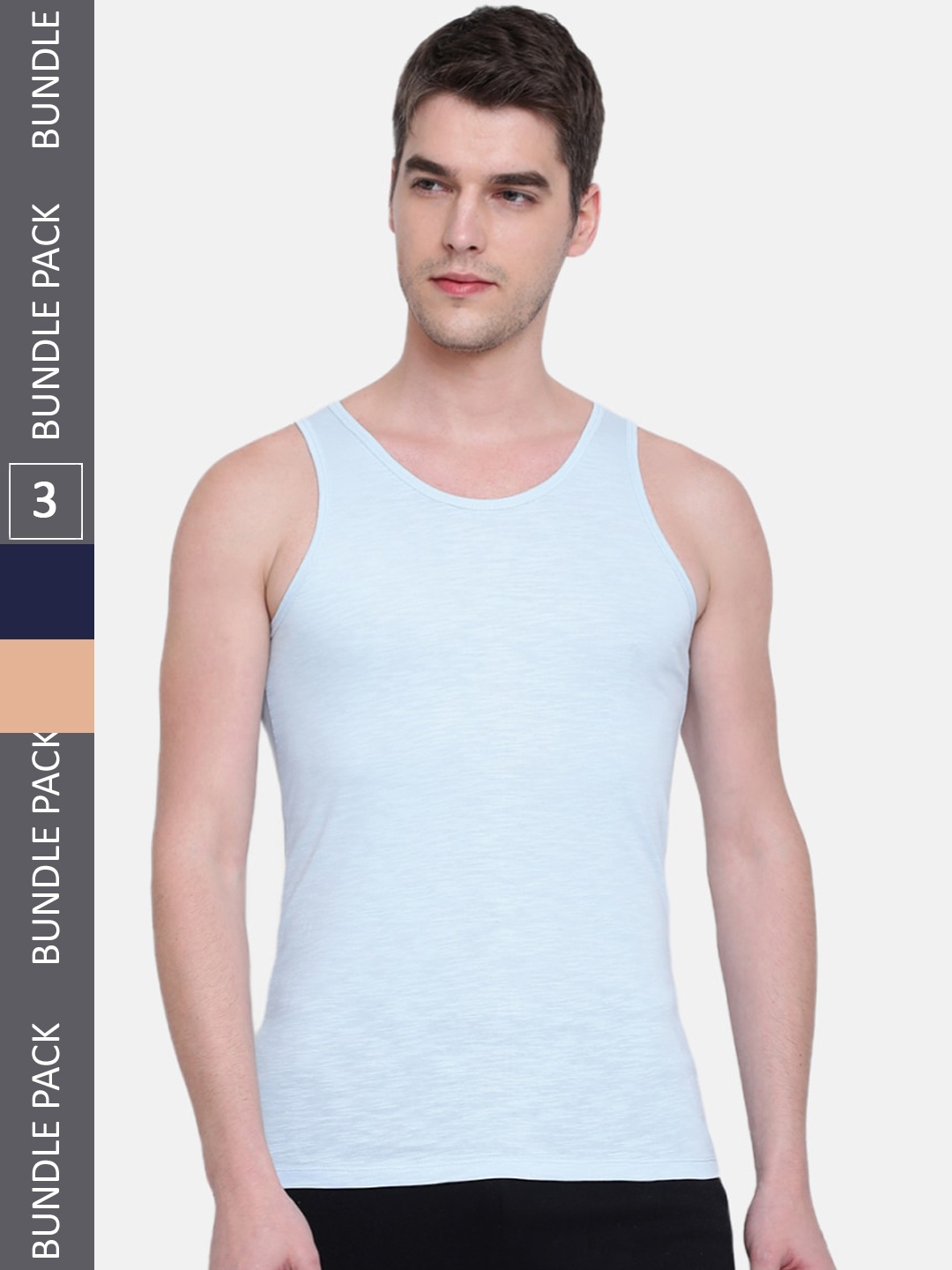

Almo Wear Men Pack Of 3 Cotton Innerwear Vests, Blue
