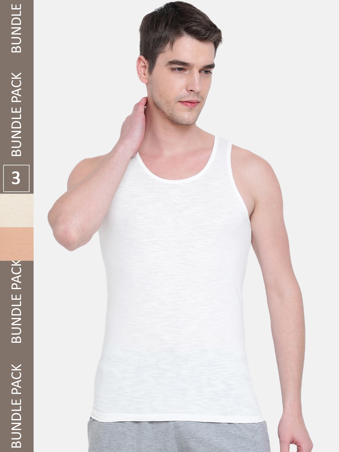 

Almo Wear Men Pack Of 3 Cotton Innerwear Vests, White
