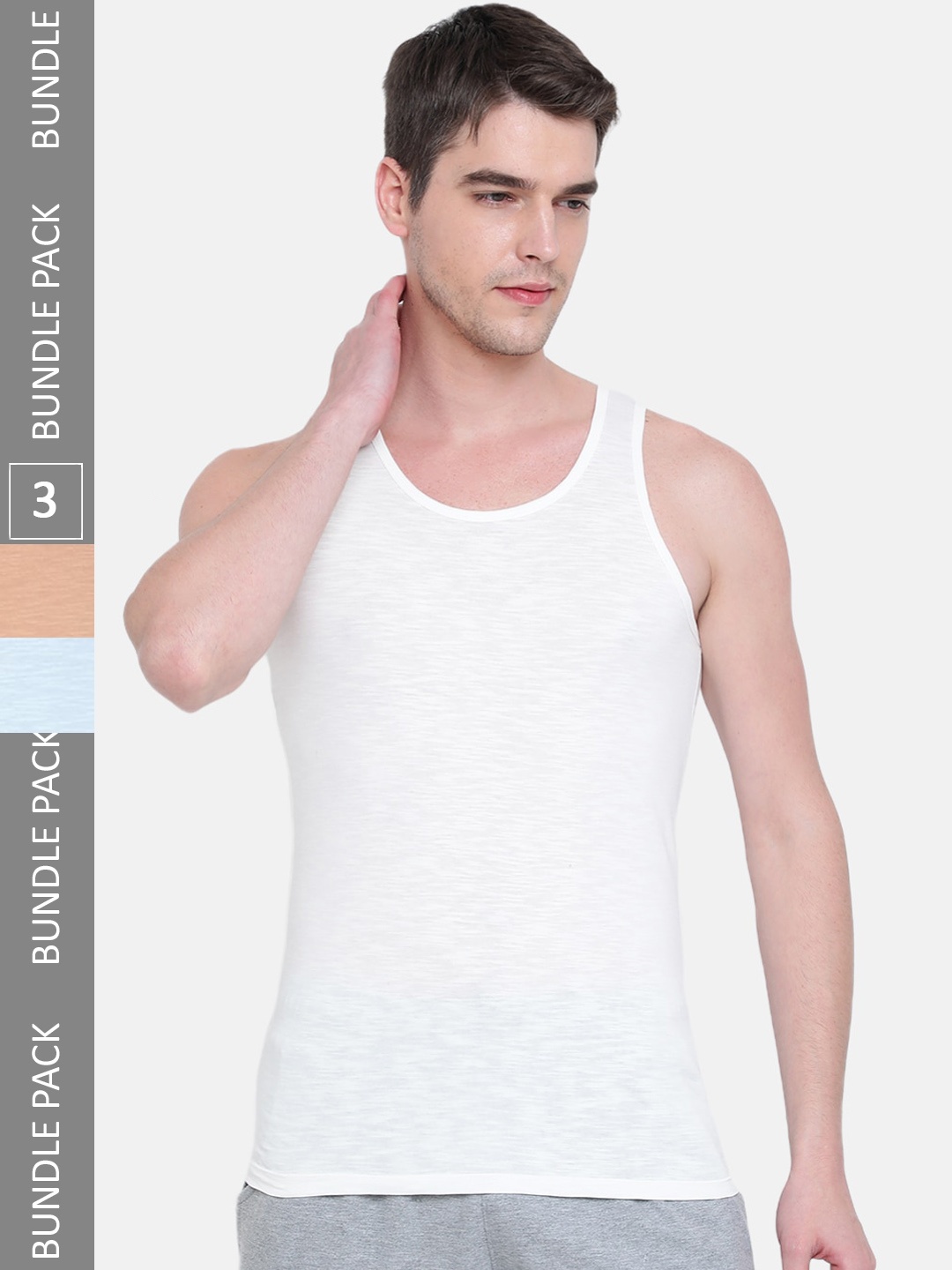

Almo Wear Men Pack Of 3 Cotton Slub Innerwear Basic Vests, White