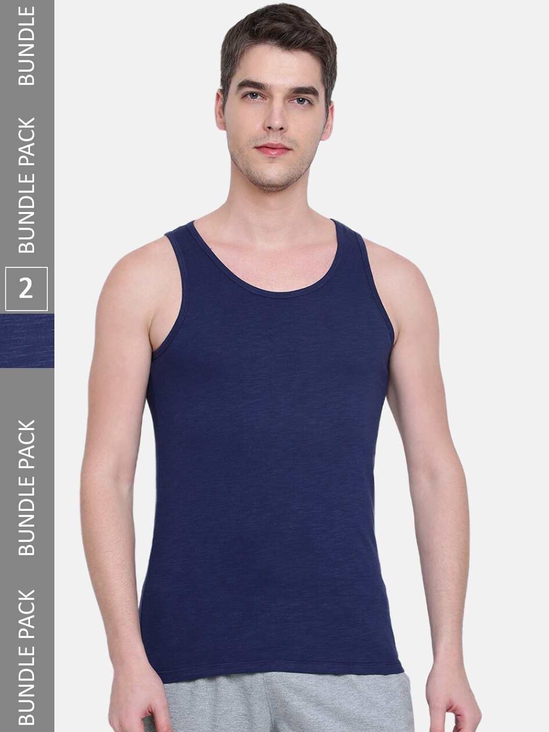 

Almo Wear Men Pack Of 2 Cotton Basic Innerwear Vest, Navy blue