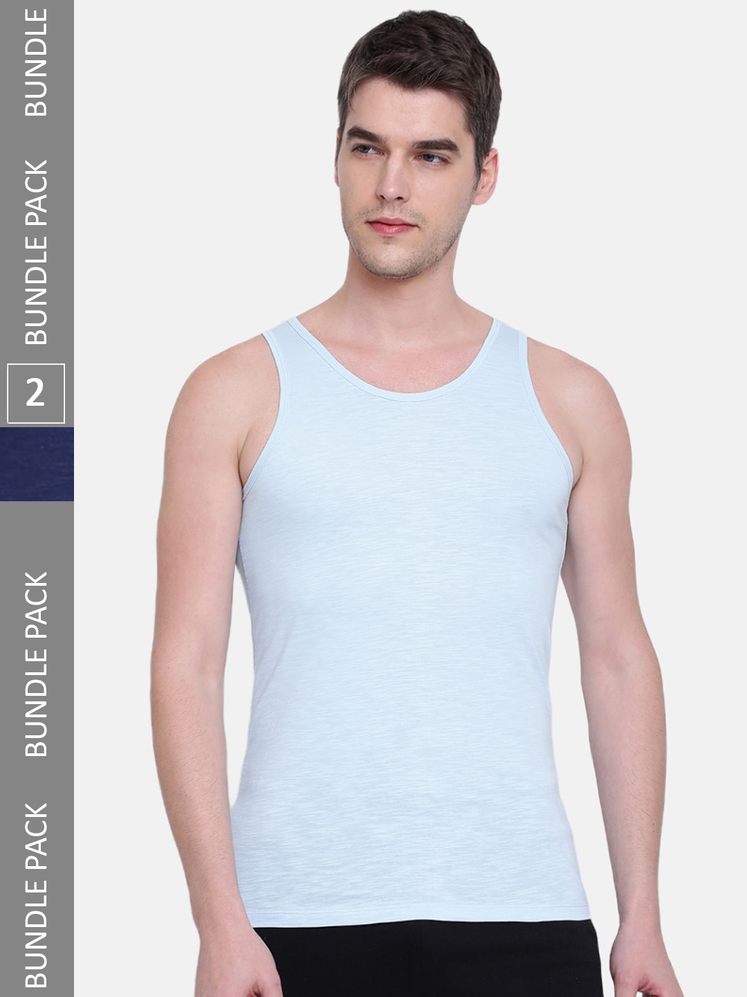 

Almo Wear Men Pack Of 2 Cotton Basic Innerwear Vests, Navy blue