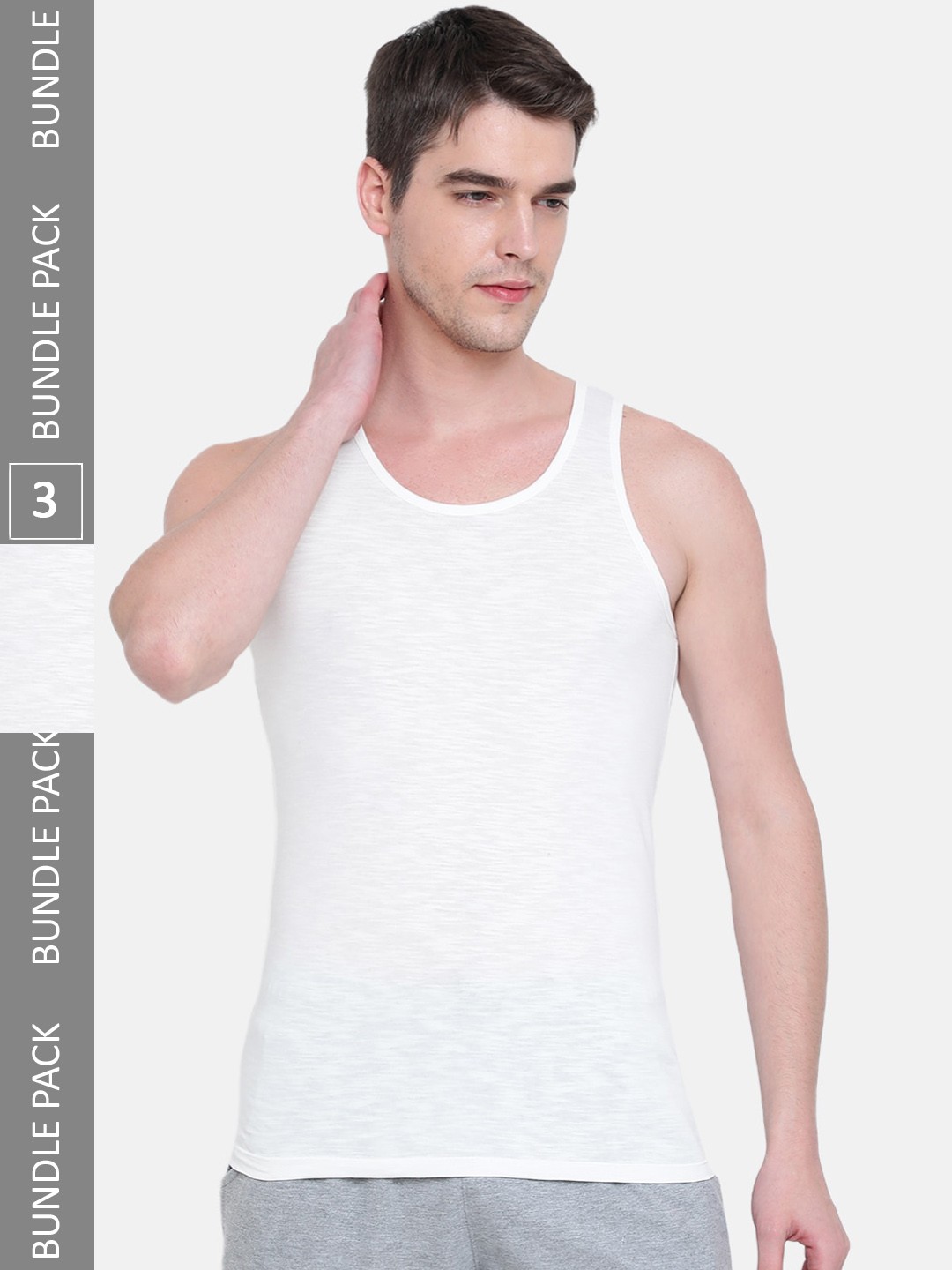 

Almo Wear Men Pack Of 3 Cotton Innerwear Vests, White