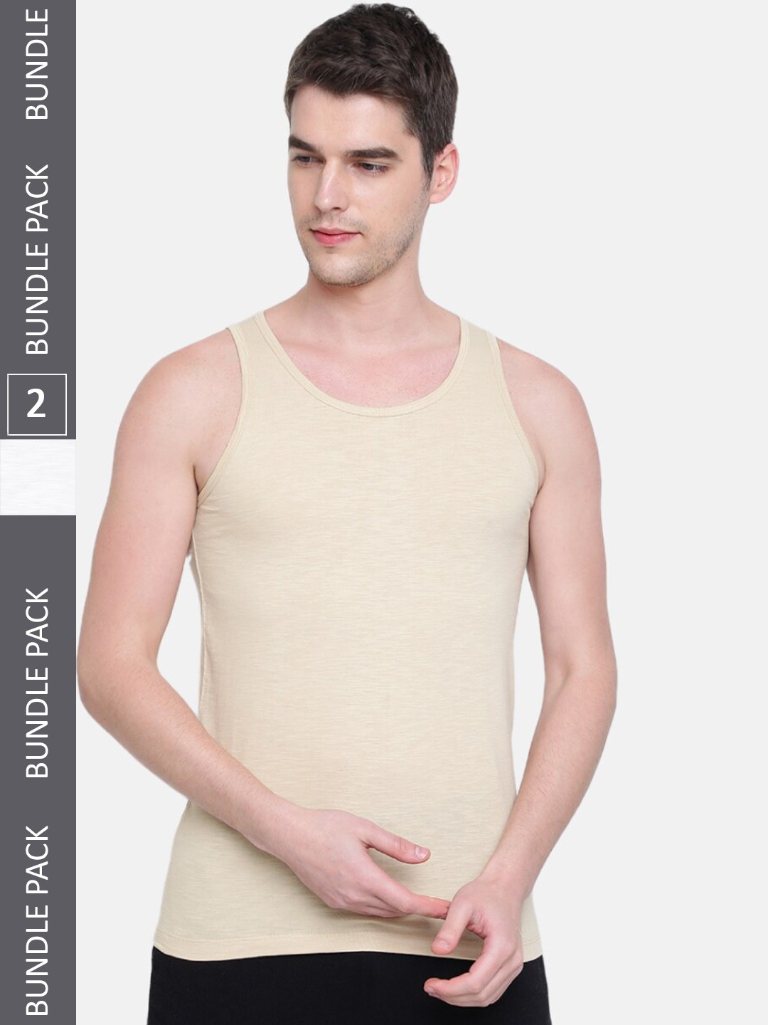 

Almo Wear Men Pack Of 2 Cotton Basic Innerwear Vest C006-V-WN, White
