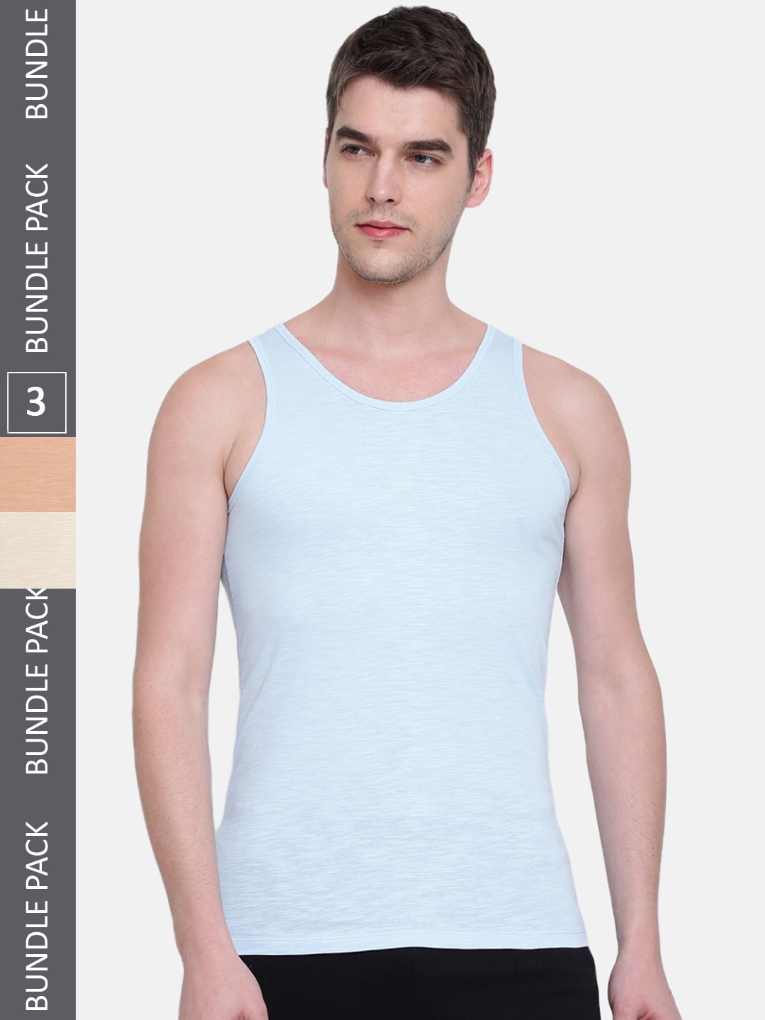 

Almo Wear Men Pack Of 3 Cotton Basic Innerwear Vest C006-V-LBND, Blue