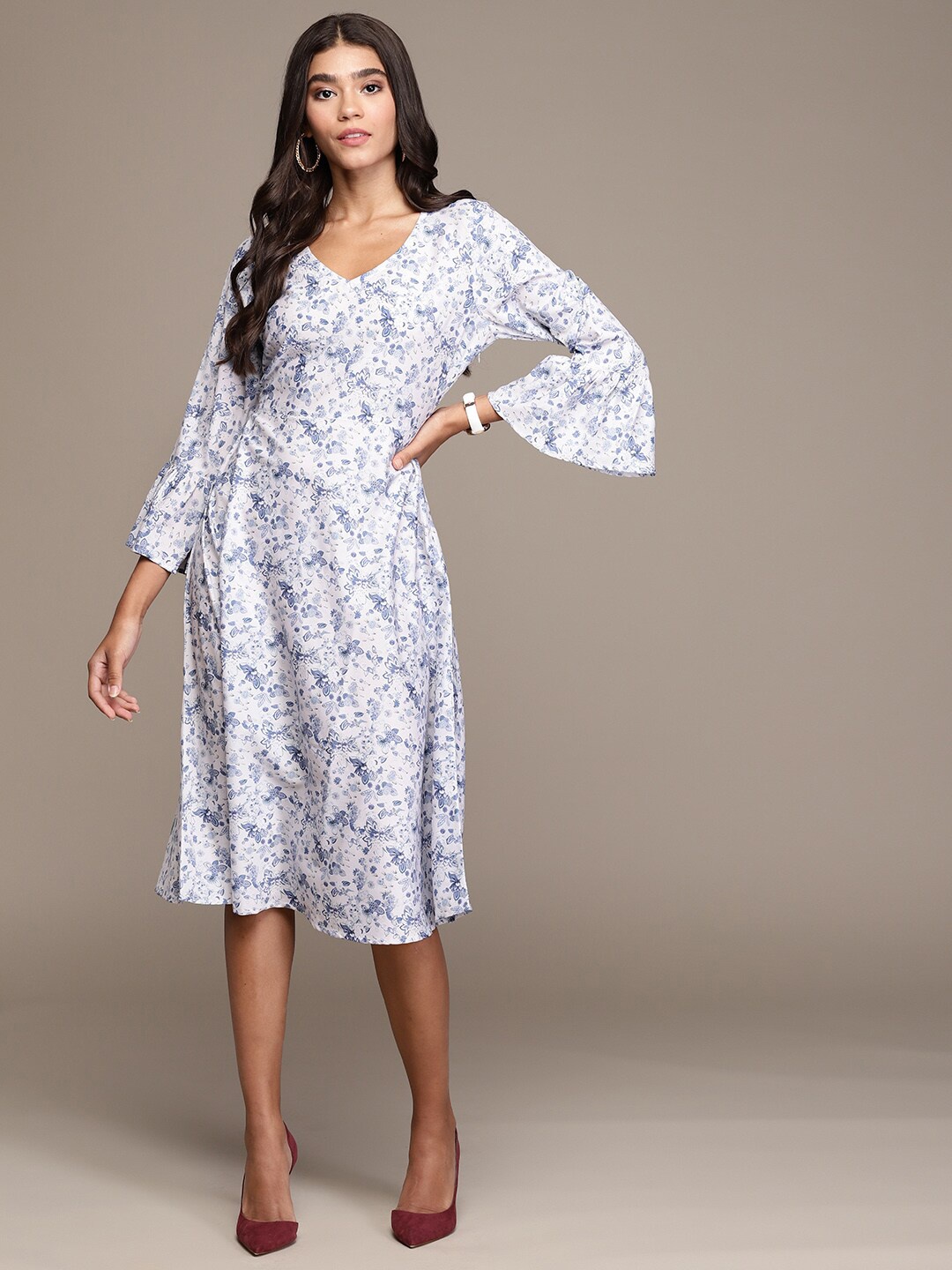 

ZIYAA Floral Crepe Dress, White