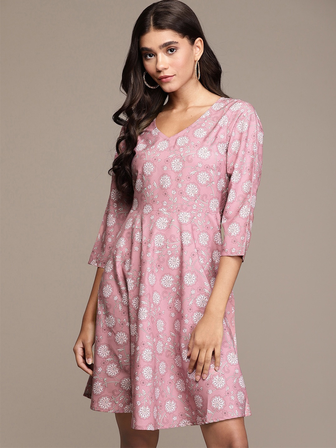 

ZIYAA Floral Crepe Dress, Pink