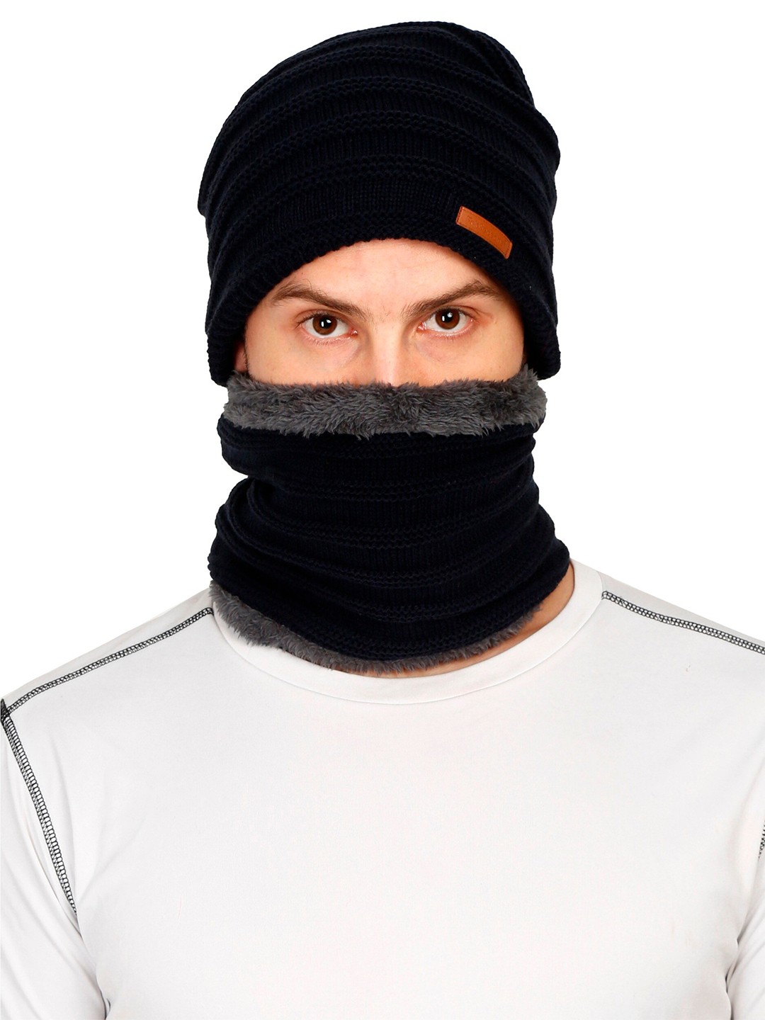 

FabSeasons Acrylic Skull Cap & Muffler, Blue