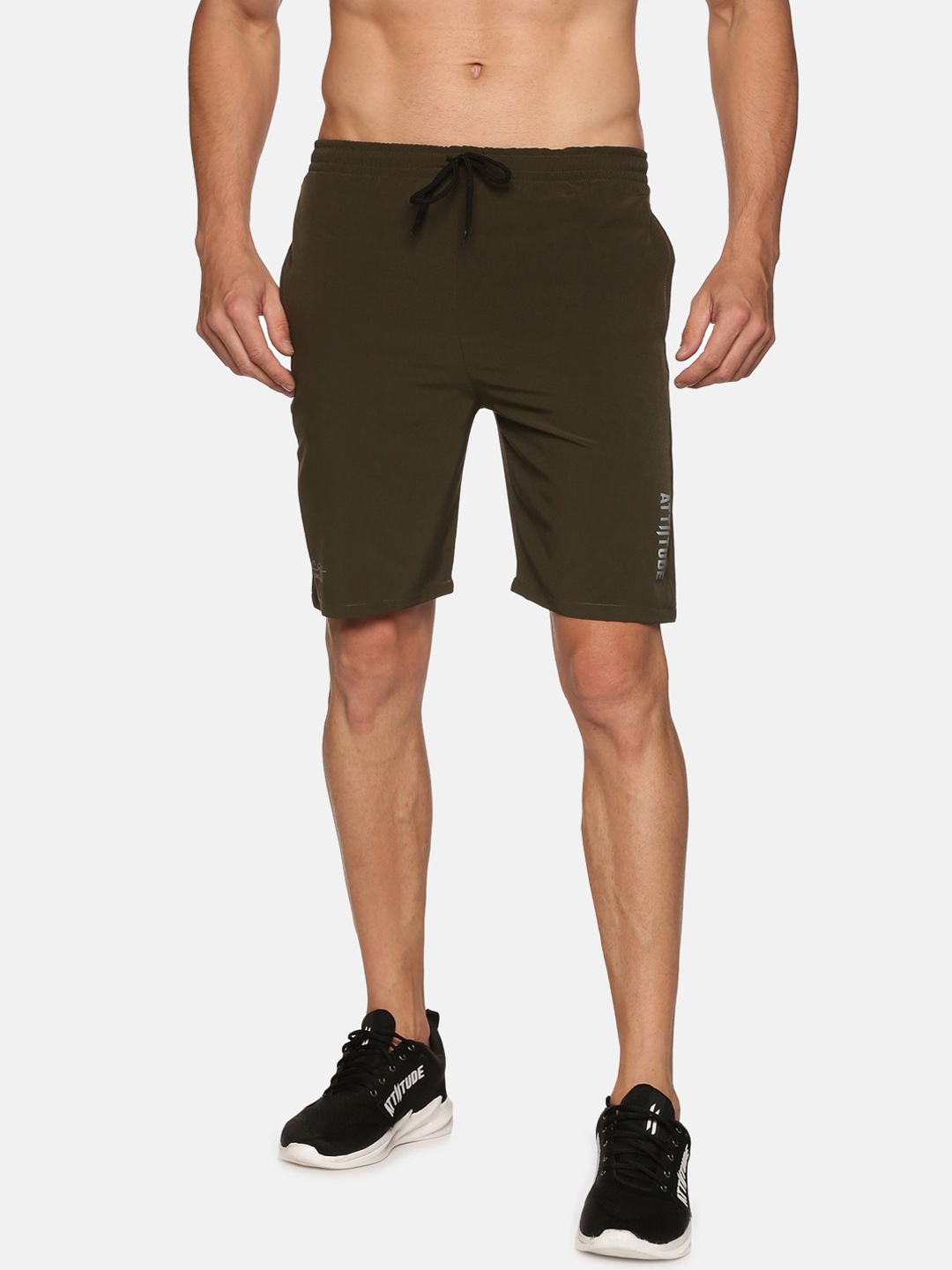

ATTIITUDE Men Low-Rise Rapid-Dry Sports Shorts, Olive