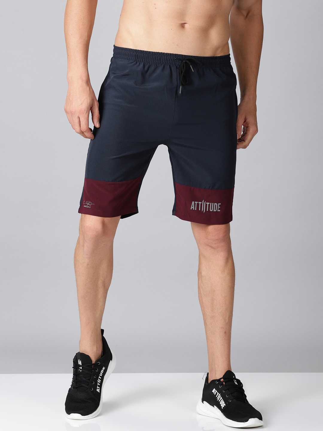 

ATTIITUDE Men Low-Rise Rapid Dry Sports Shorts, Navy blue