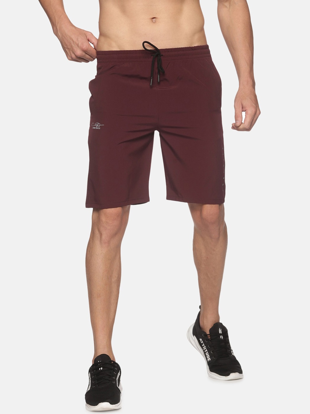 

ATTIITUDE Men Low-Rise Rapid Dry Sports Shorts, Maroon