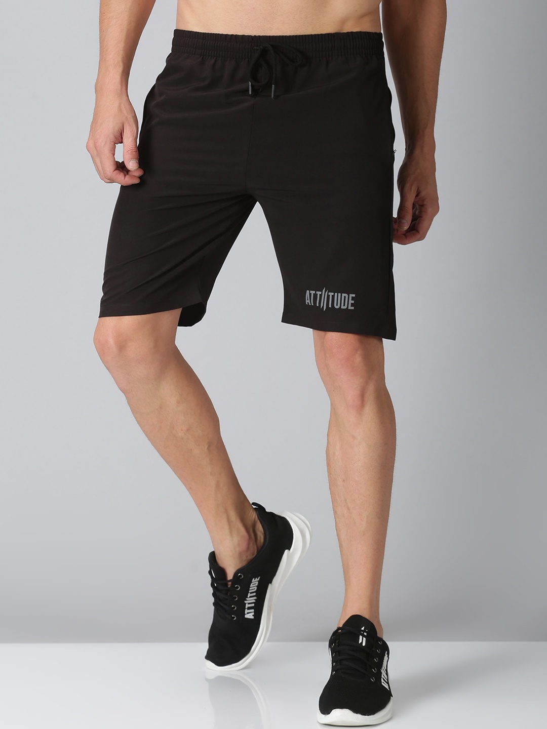 

ATTIITUDE Men Low-Rise Rapid Dry Regular Shorts, Black