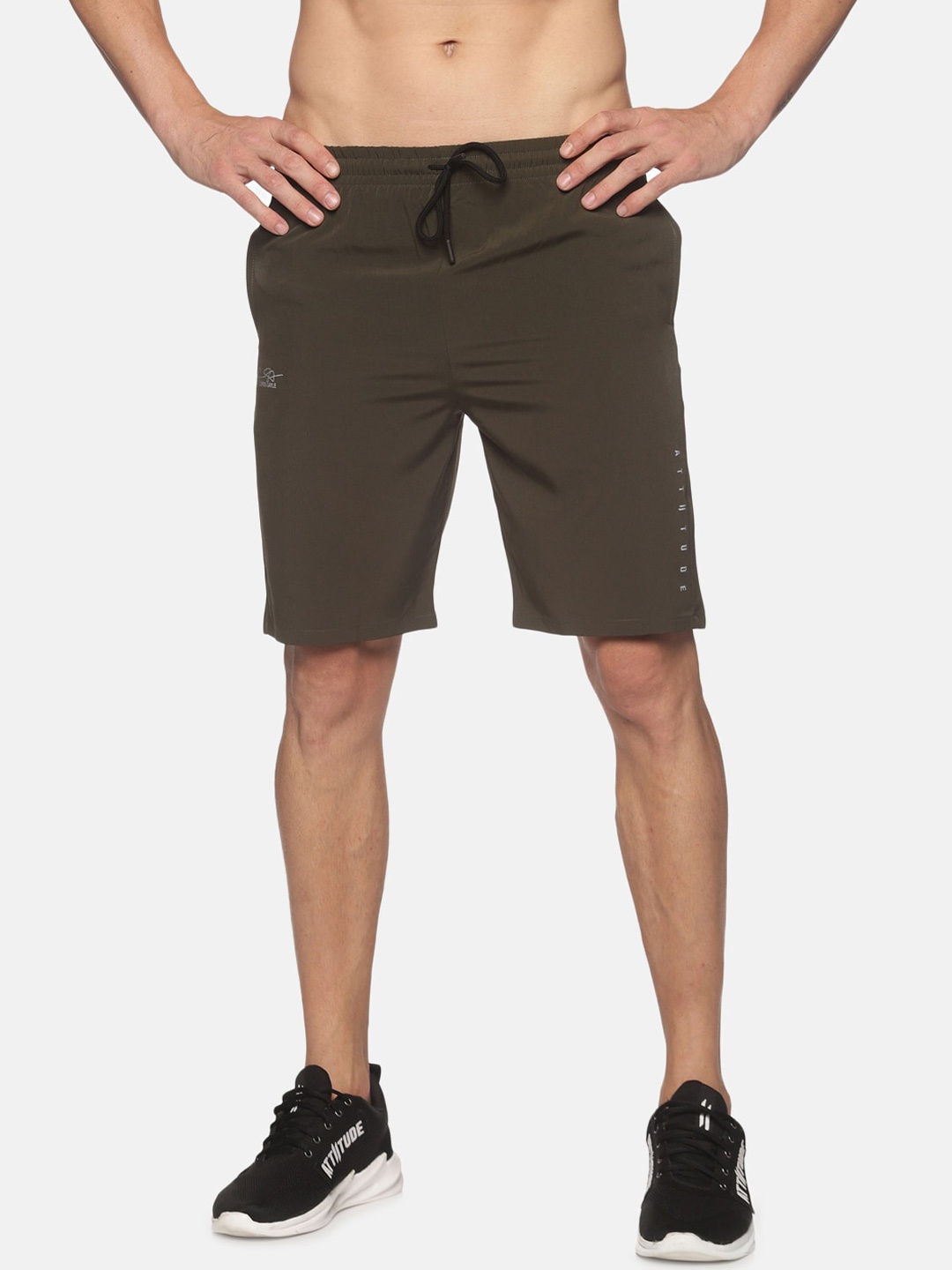 

ATTIITUDE Men Low-Rise Rapid Dry Sports Shorts, Olive