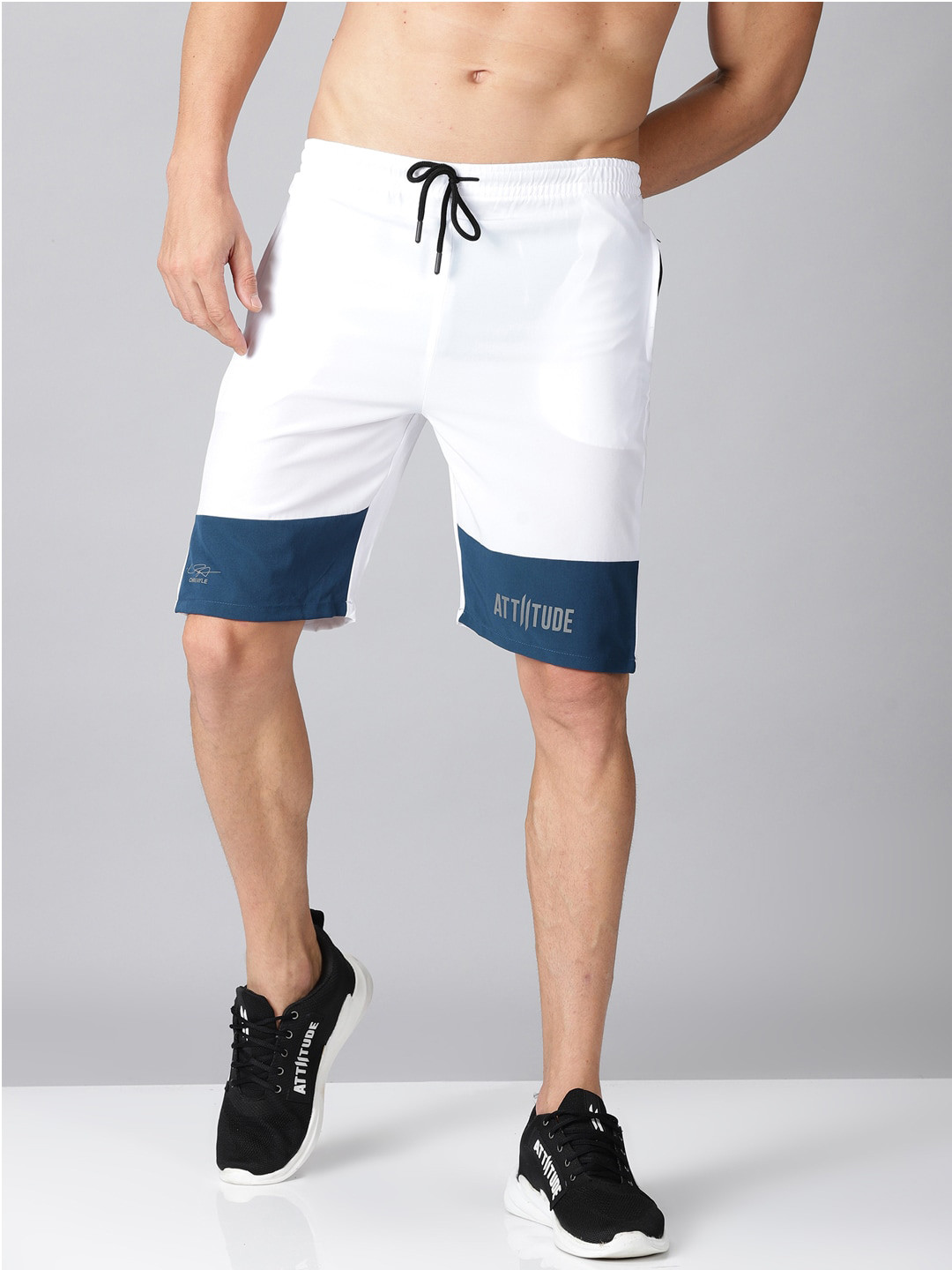 

ATTIITUDE Men Low-Rise Sports Shorts, White