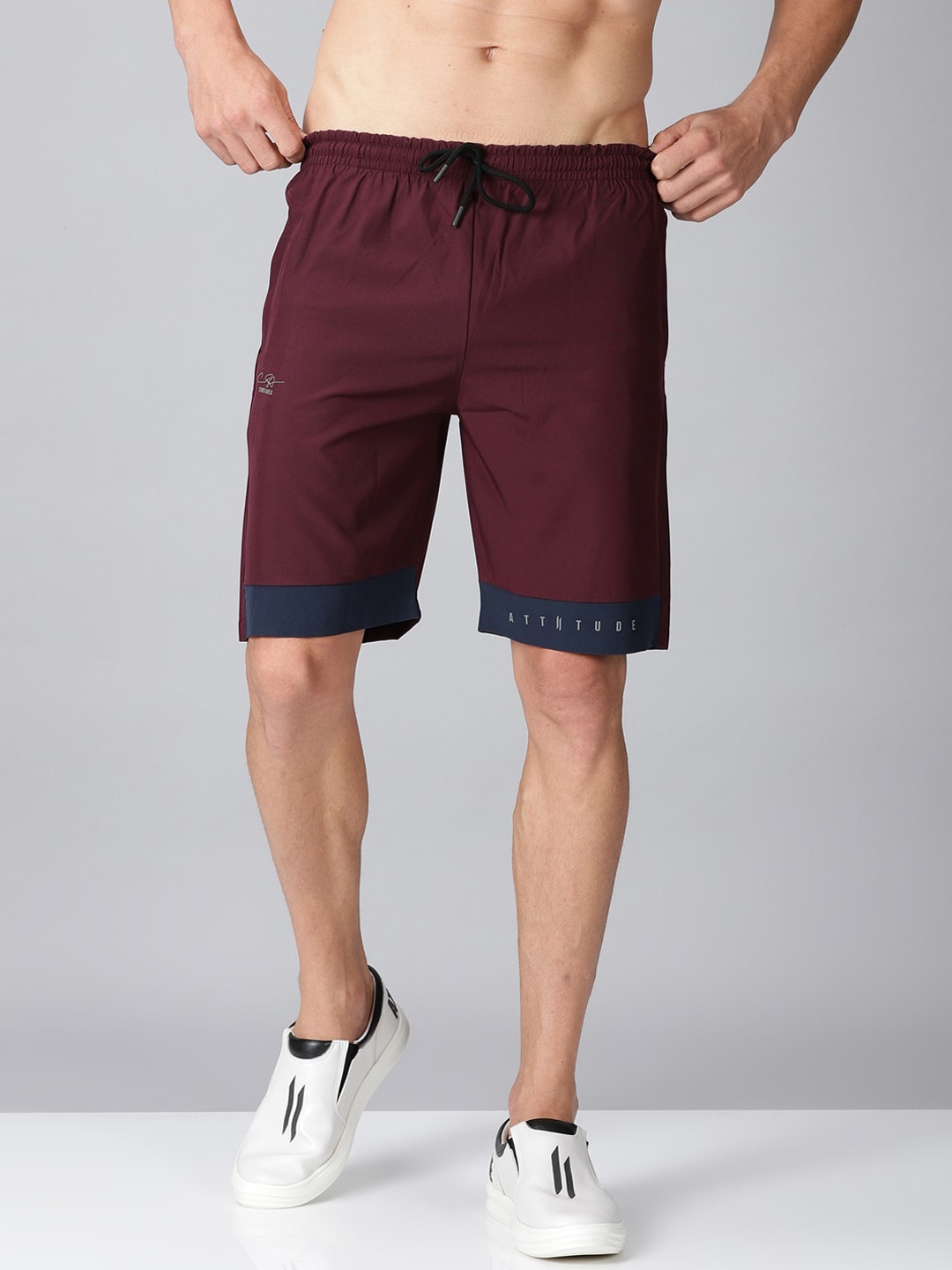 

ATTIITUDE Men Low-Rise Rapid-Dry Sports Shorts, Maroon
