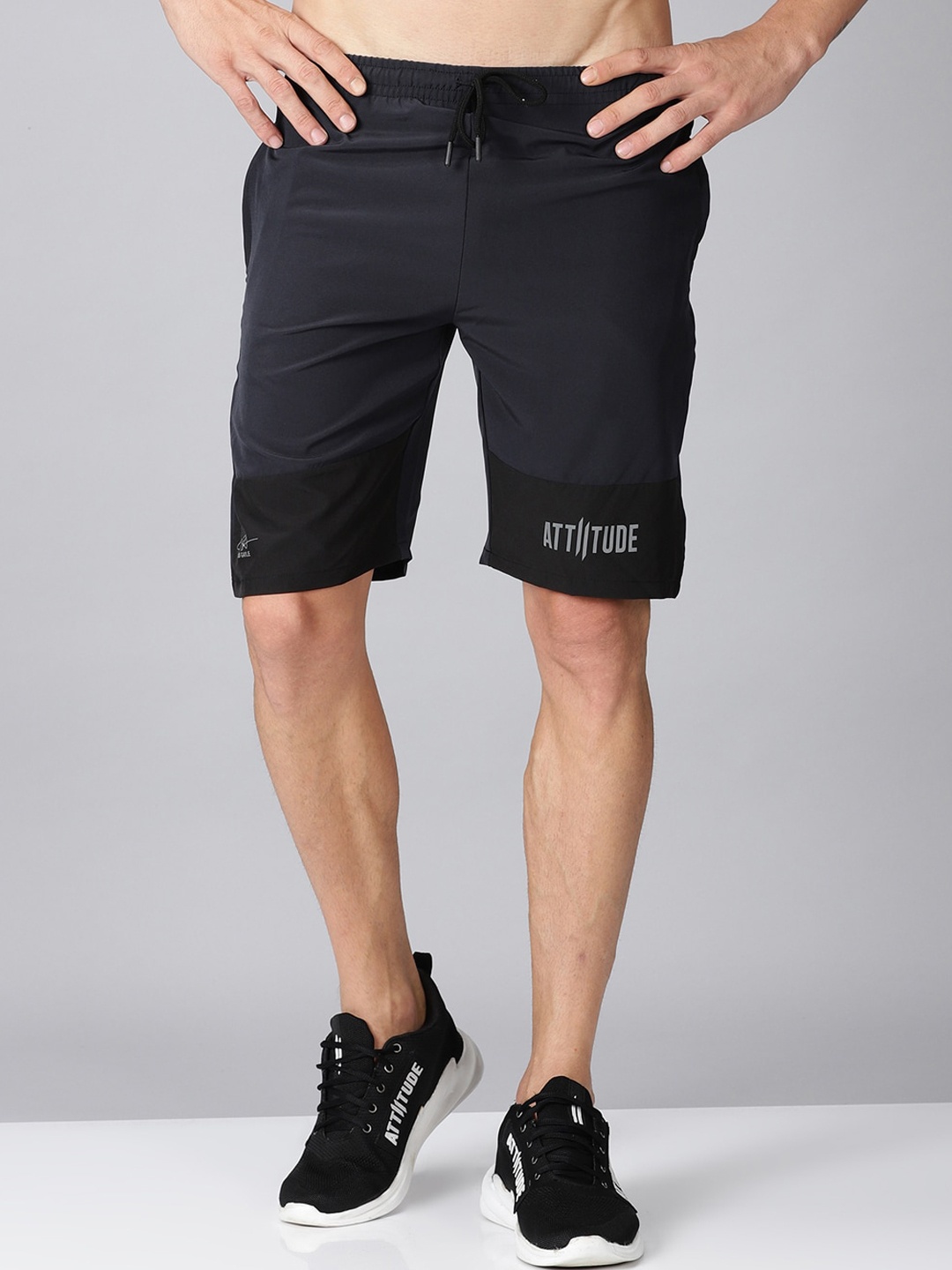 

ATTIITUDE Men Low-Rise Rapid-Dry Sports Shorts, Charcoal