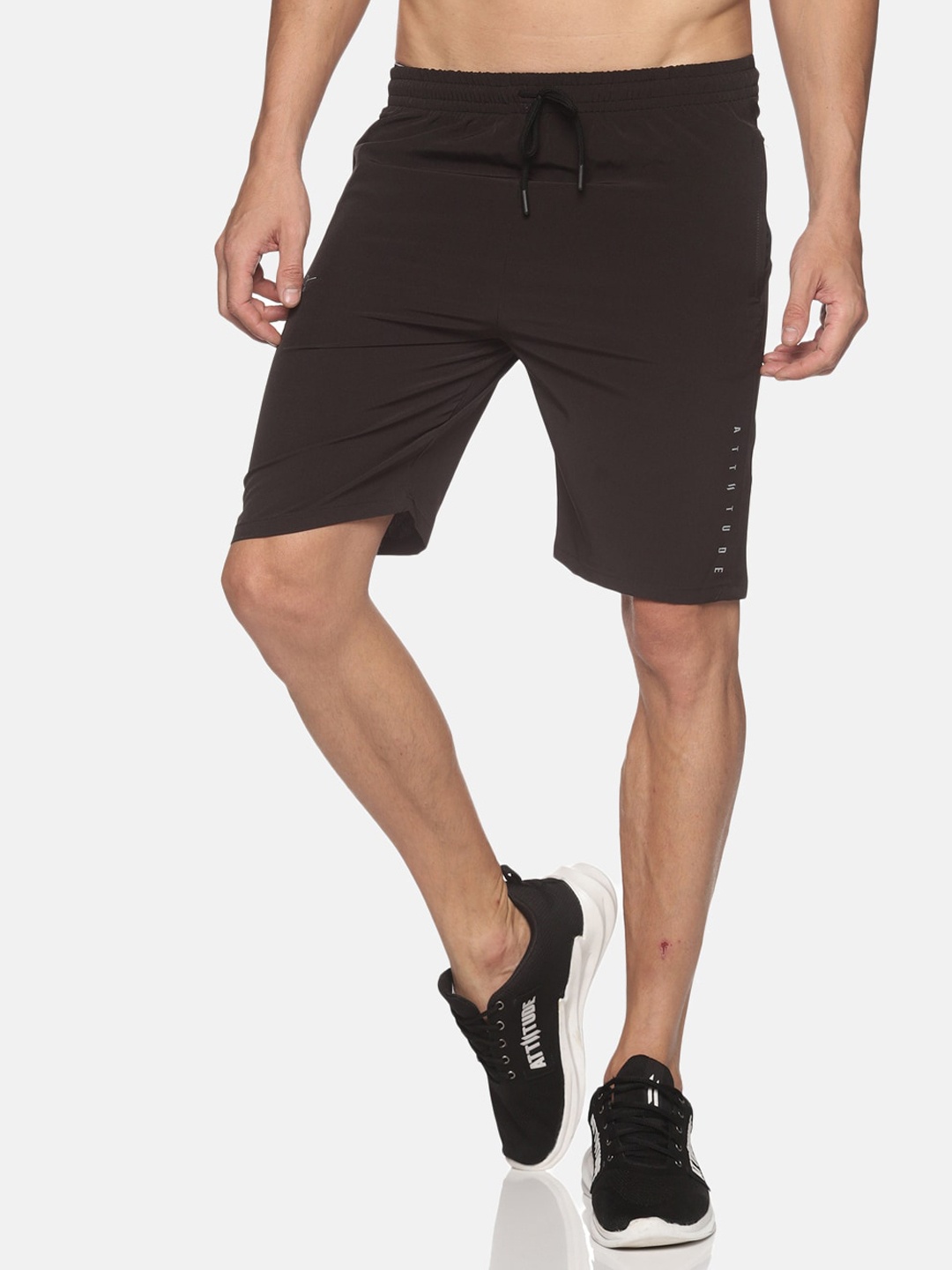 

ATTIITUDE Men Low-Rise Sports Shorts, Black