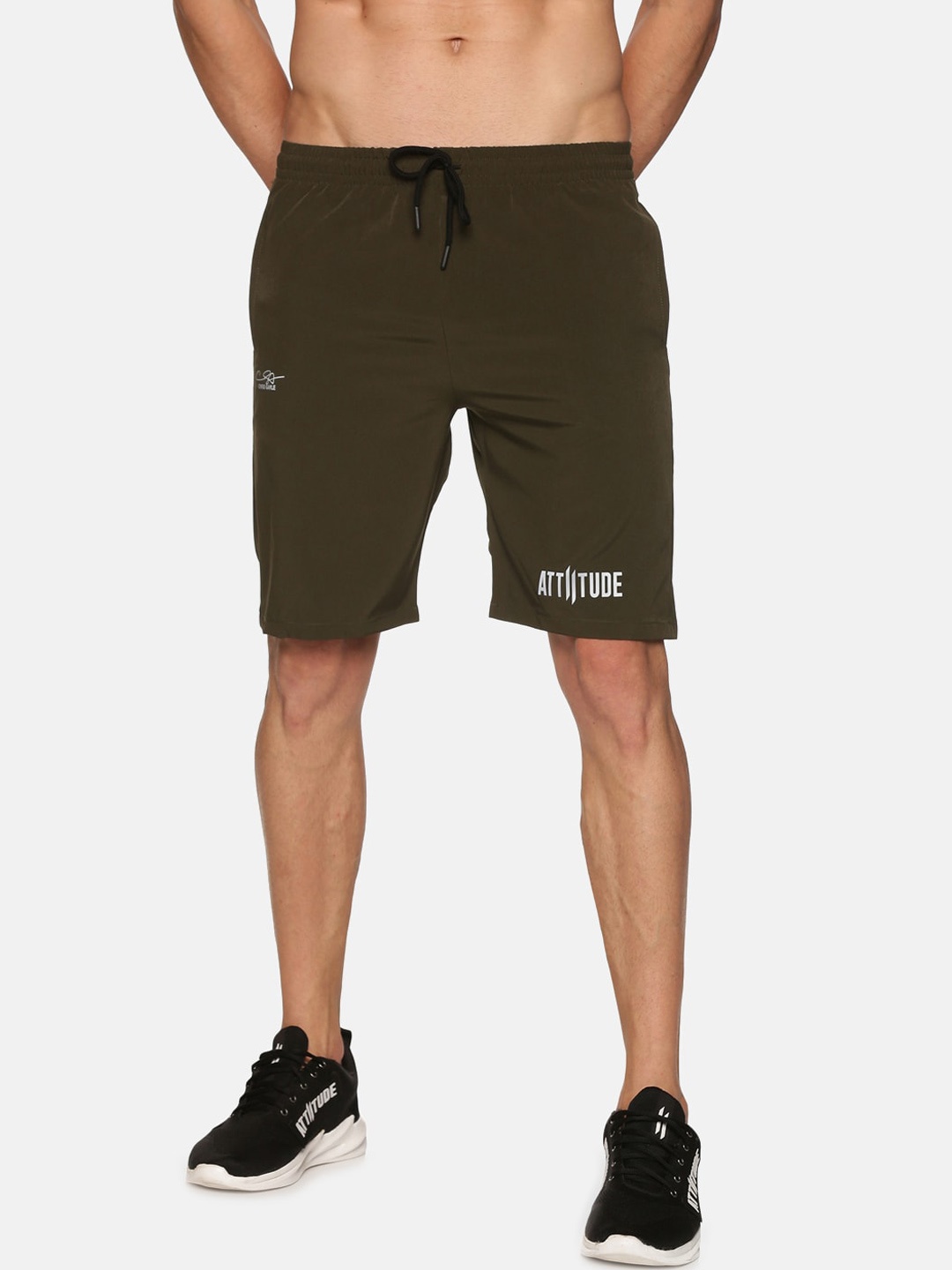 

ATTIITUDE Men Low-Rise Rapid-Dry Regular Fit Sports Shorts, Olive