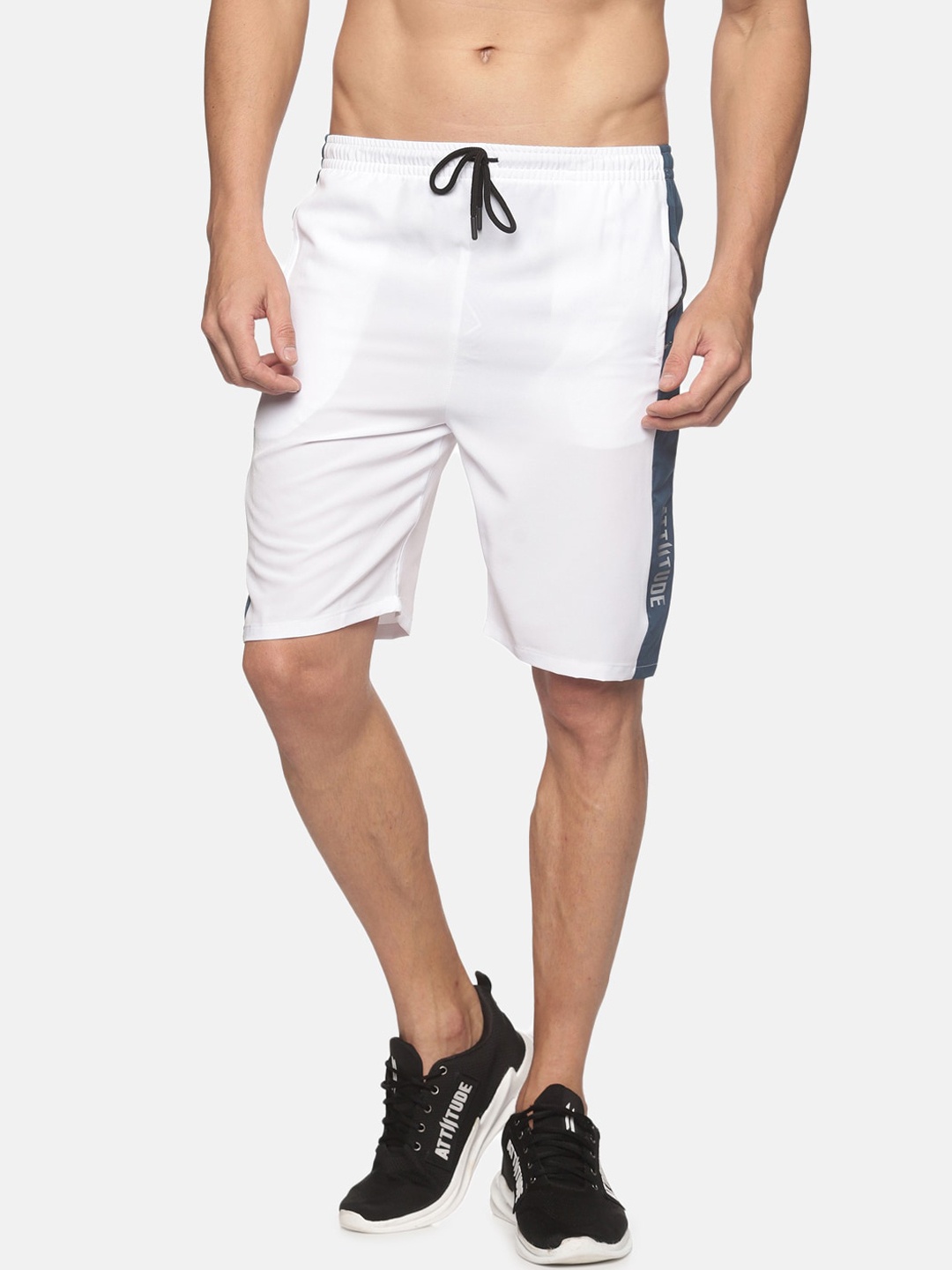 

ATTIITUDE Men Low-Rise Rapid-Dry Sports Shorts, White