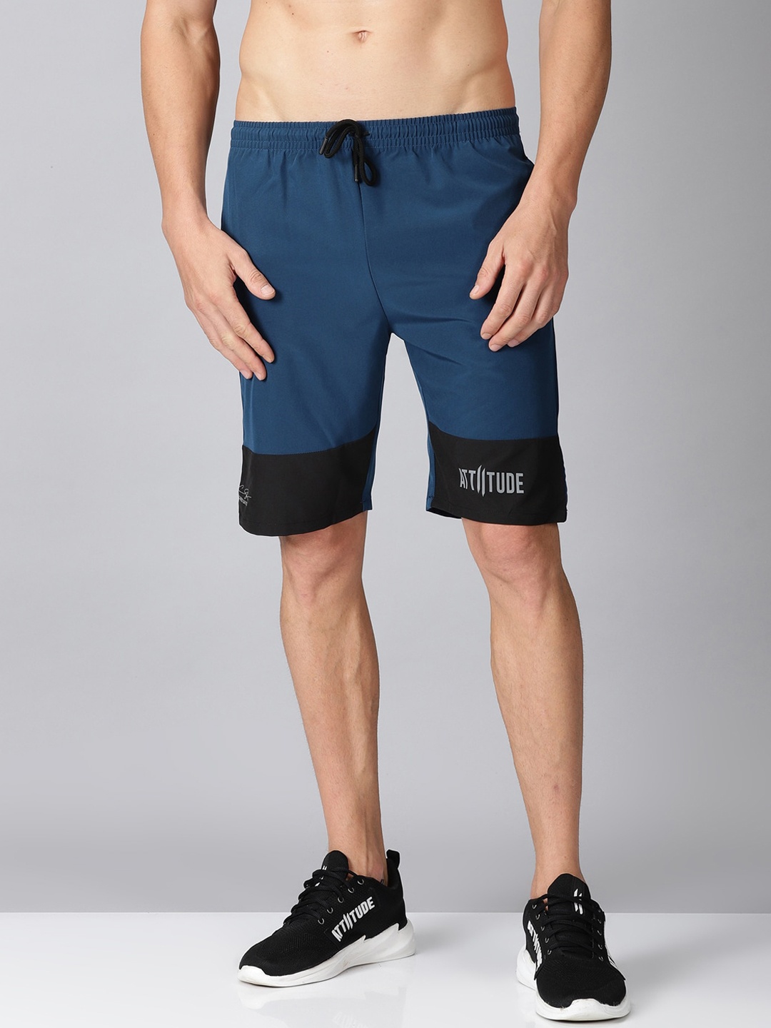 

ATTIITUDE Men Printed Low-Rise Sports Shorts, Blue