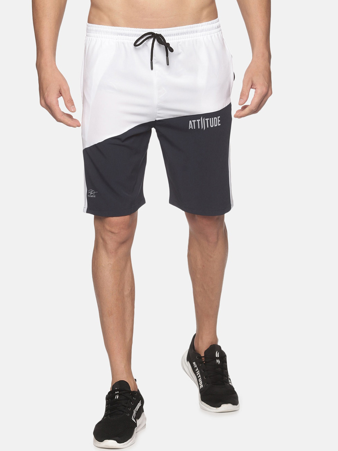 

ATTIITUDE Men Low-Rise Rapid Dry Sports Shorts, White