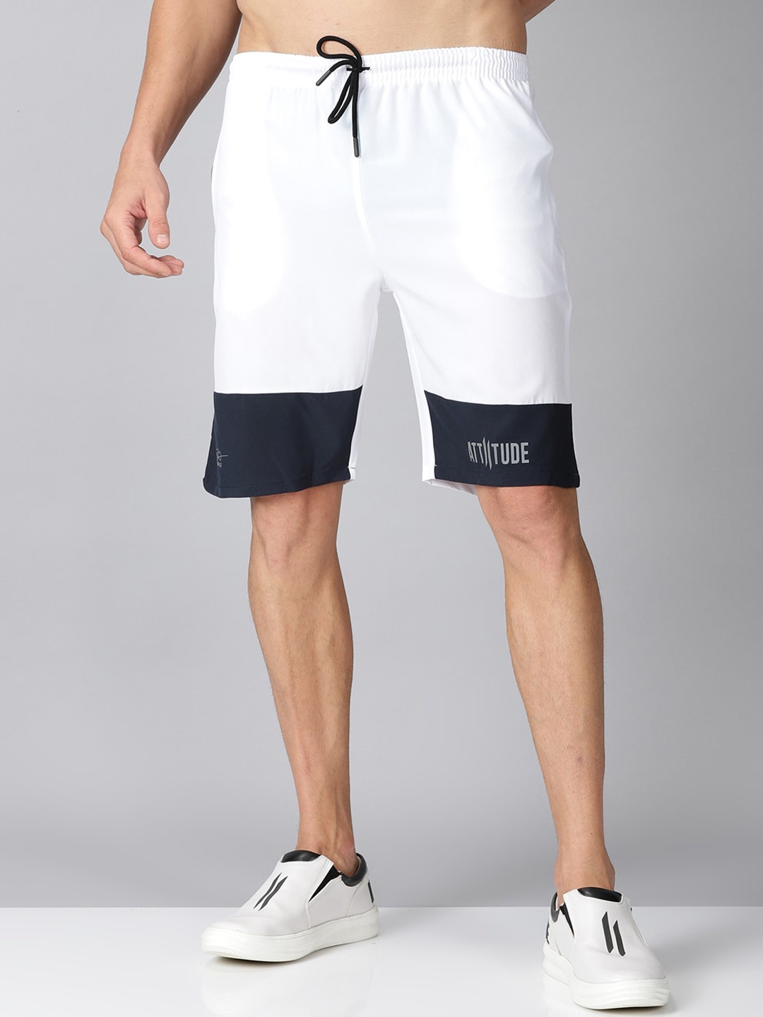 

ATTIITUDE Men Low-Rise Sports Shorts, White