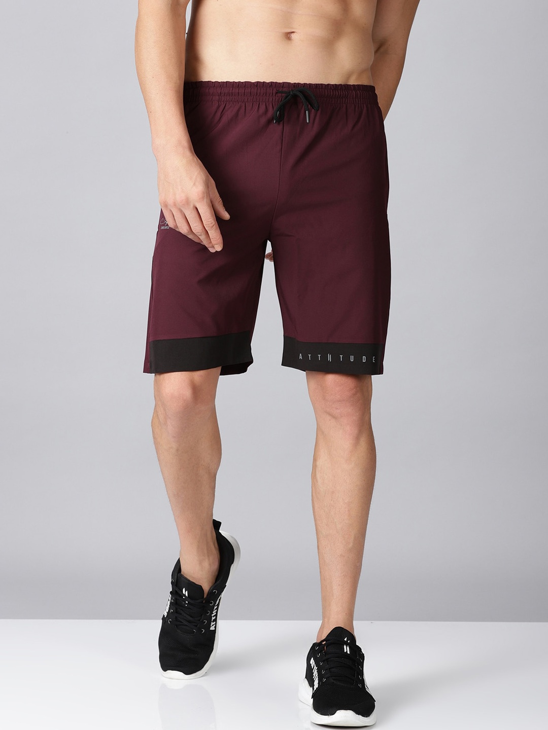 

ATTIITUDE Men Low-Rise Rapid-Dry Sports Shorts, Maroon