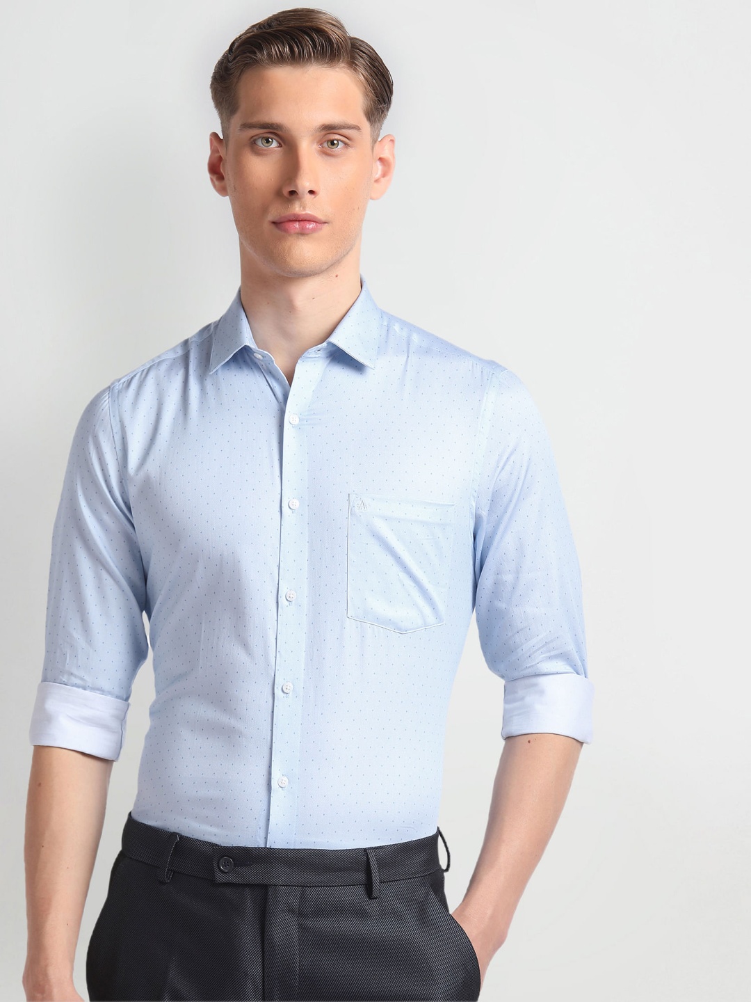 

Arrow Men Slim Fit Geometric Print Cotton Formal Shirt, Blue