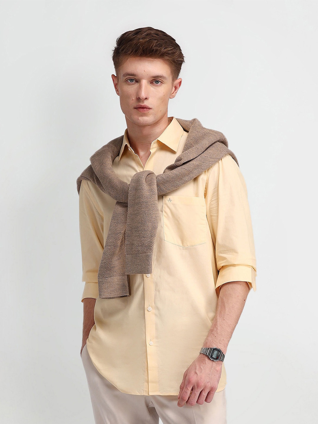 

Arrow Men Slim Fit Solid Long Sleeves Shirt, Yellow