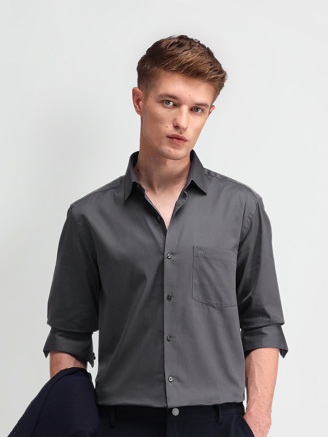 

Arrow Slim Fit Formal Cotton Shirt, Grey