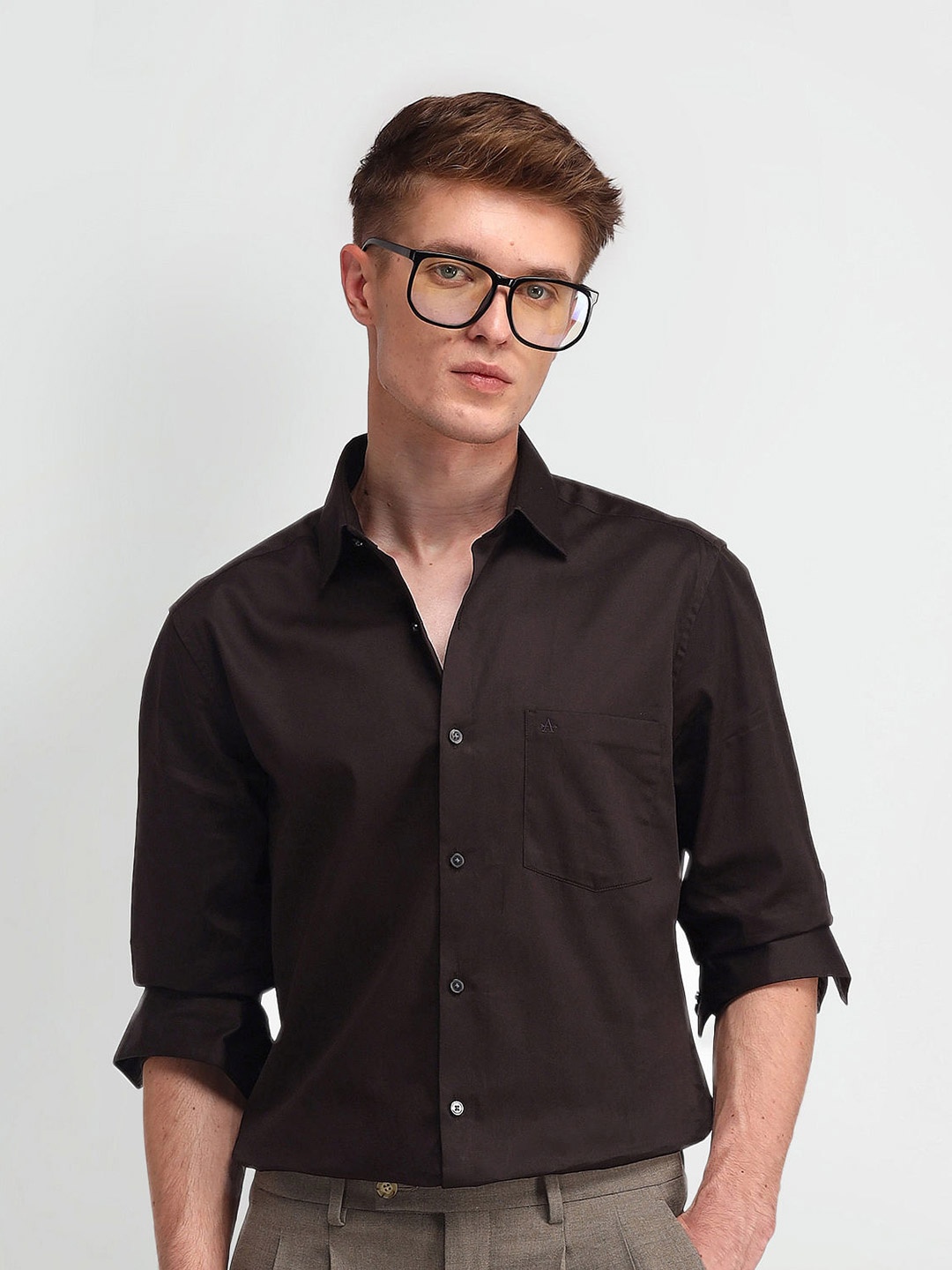 

Arrow Slim Fit Formal Cotton Shirt, Brown